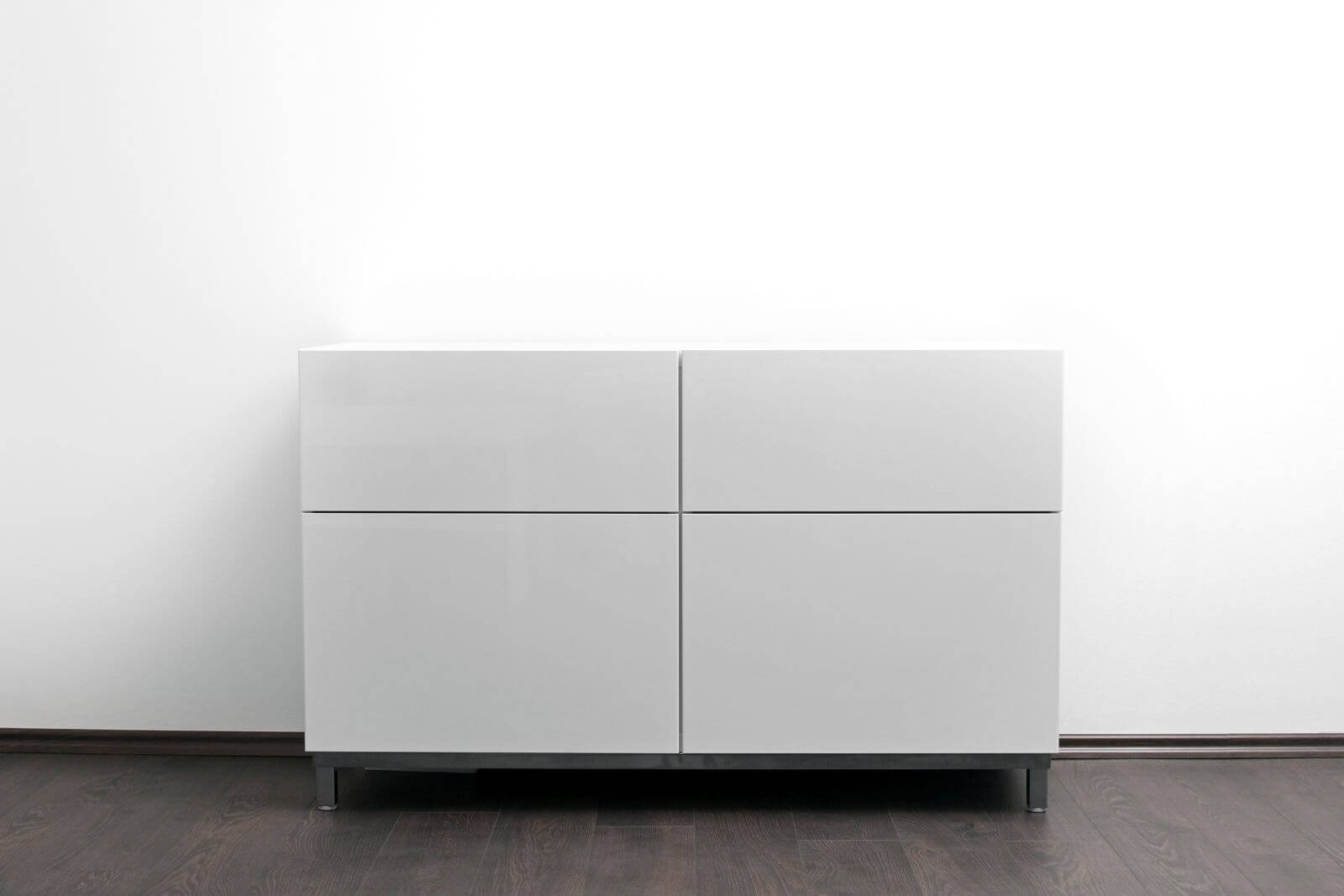 white chest of drawers in bright minimalism interior