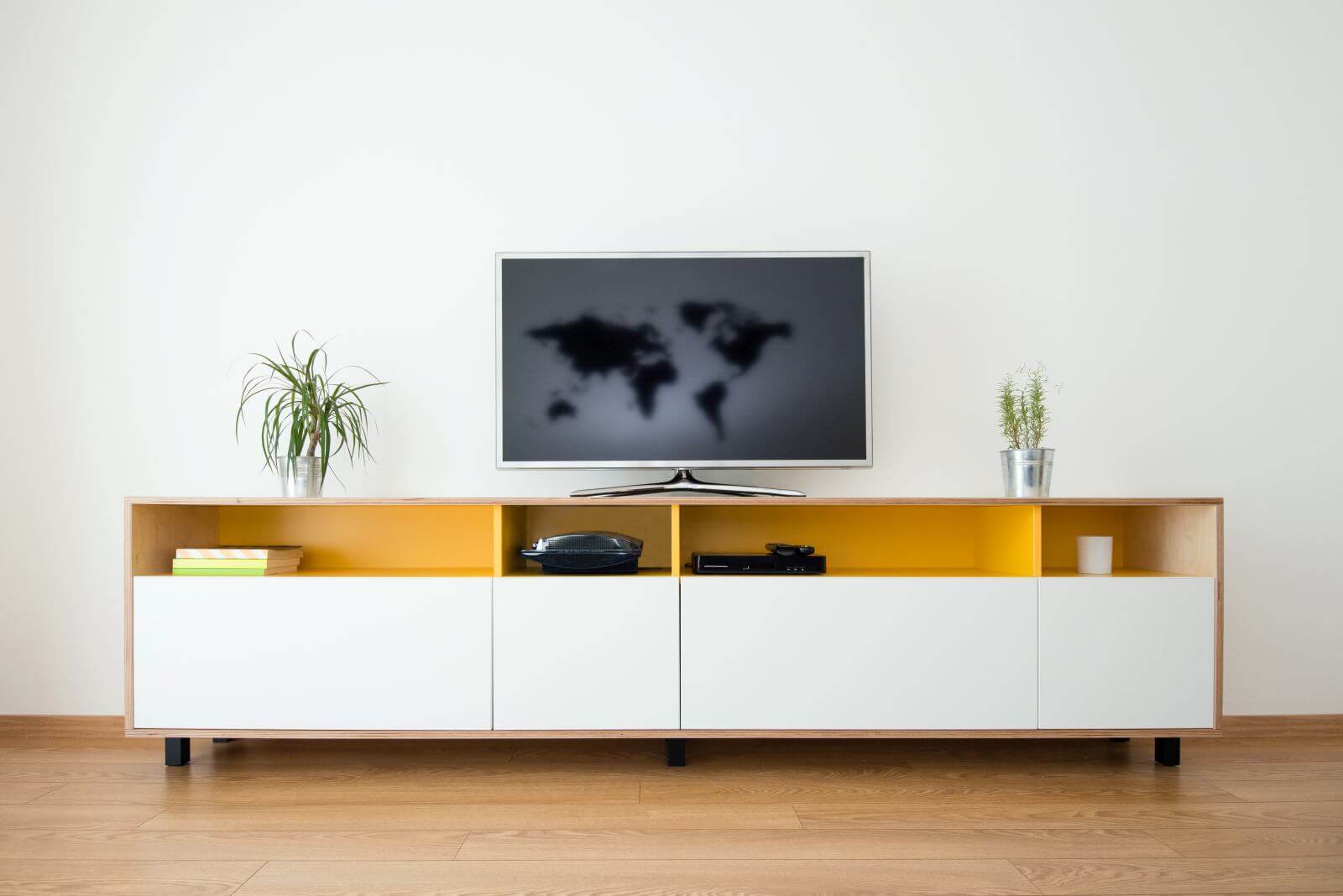 detail of modern living-room - wall with TV