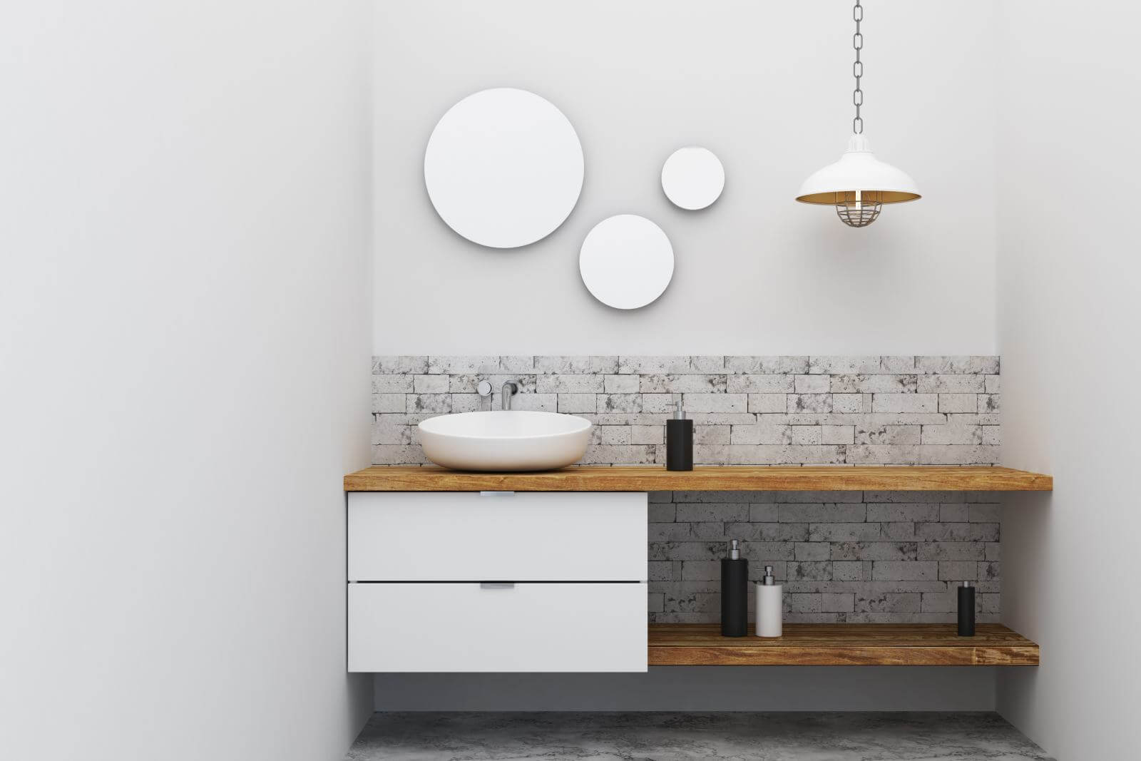 Contemporary bathroom sink interior design. 3D Rendering