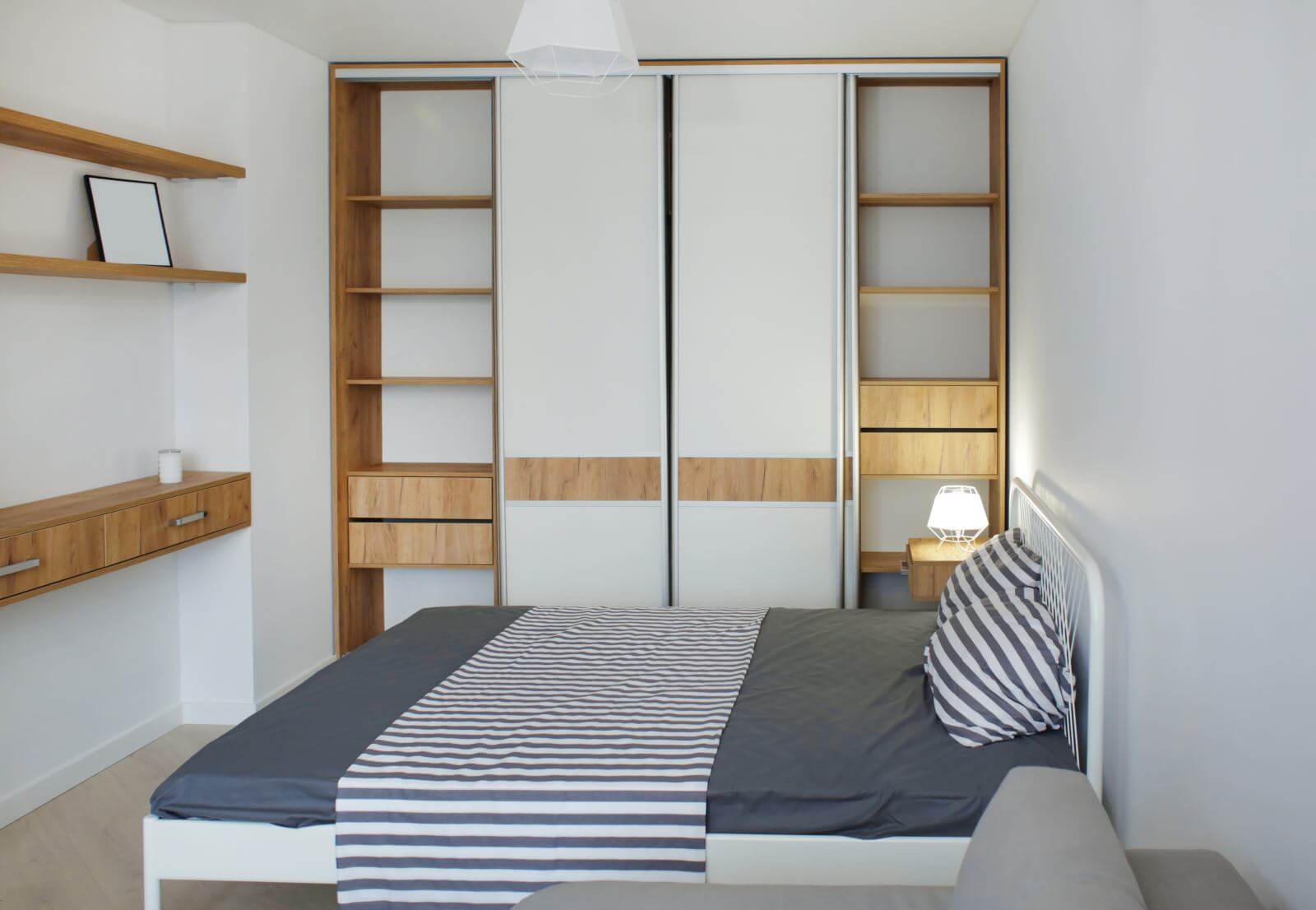 Interior of light modern bed room