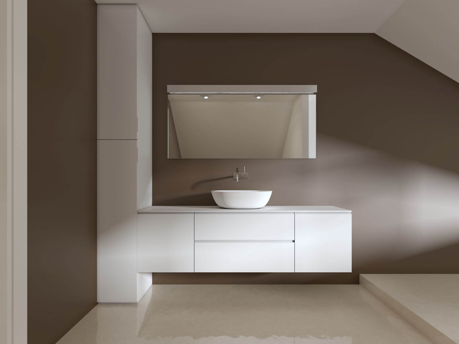 Bathroom vanities in the bathroom Contemporary style. 3d rendering.