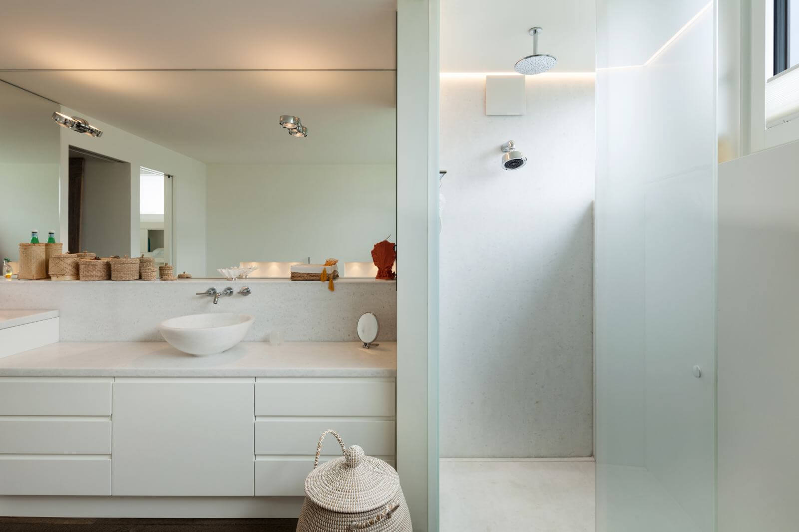 comfortable white bathroom in modern design