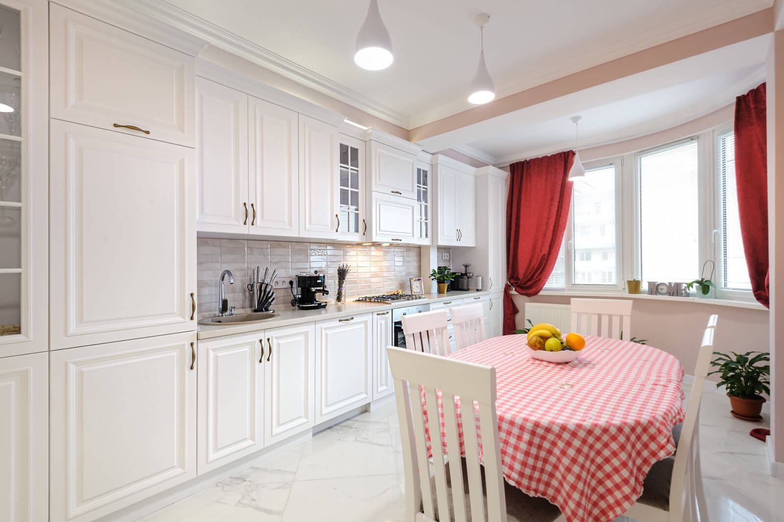 Luxury and simple modern white kitchen interior