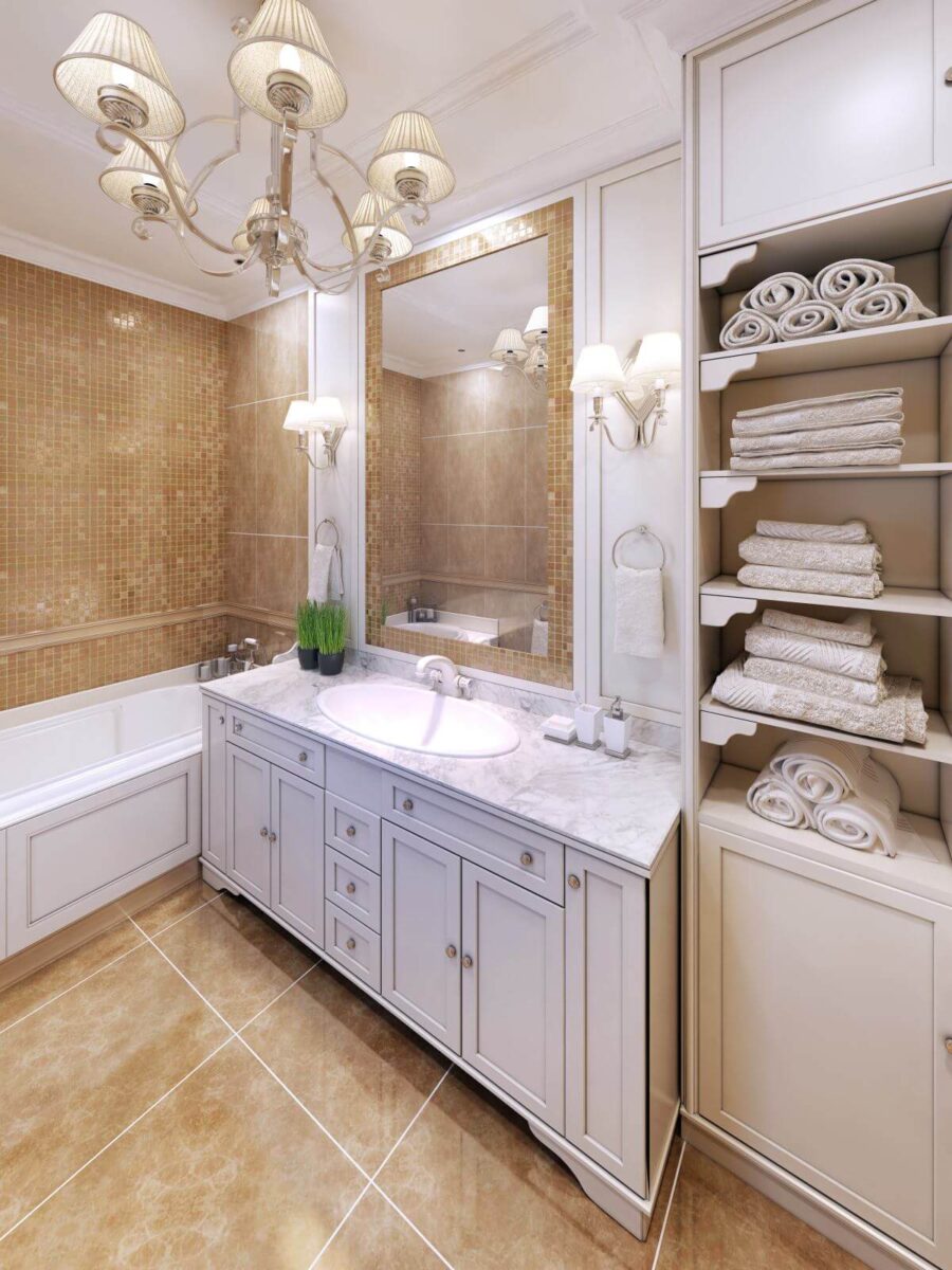 Interior of provence bathroom. 3D render