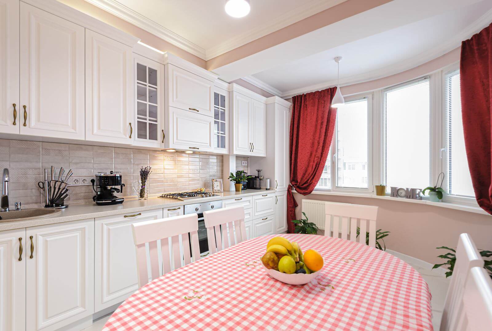 Luxury and simple modern white kitchen interior